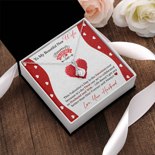 To My Beautiful New Wife Happy Valentine's Day Necklace Alluring Beauty Necklace