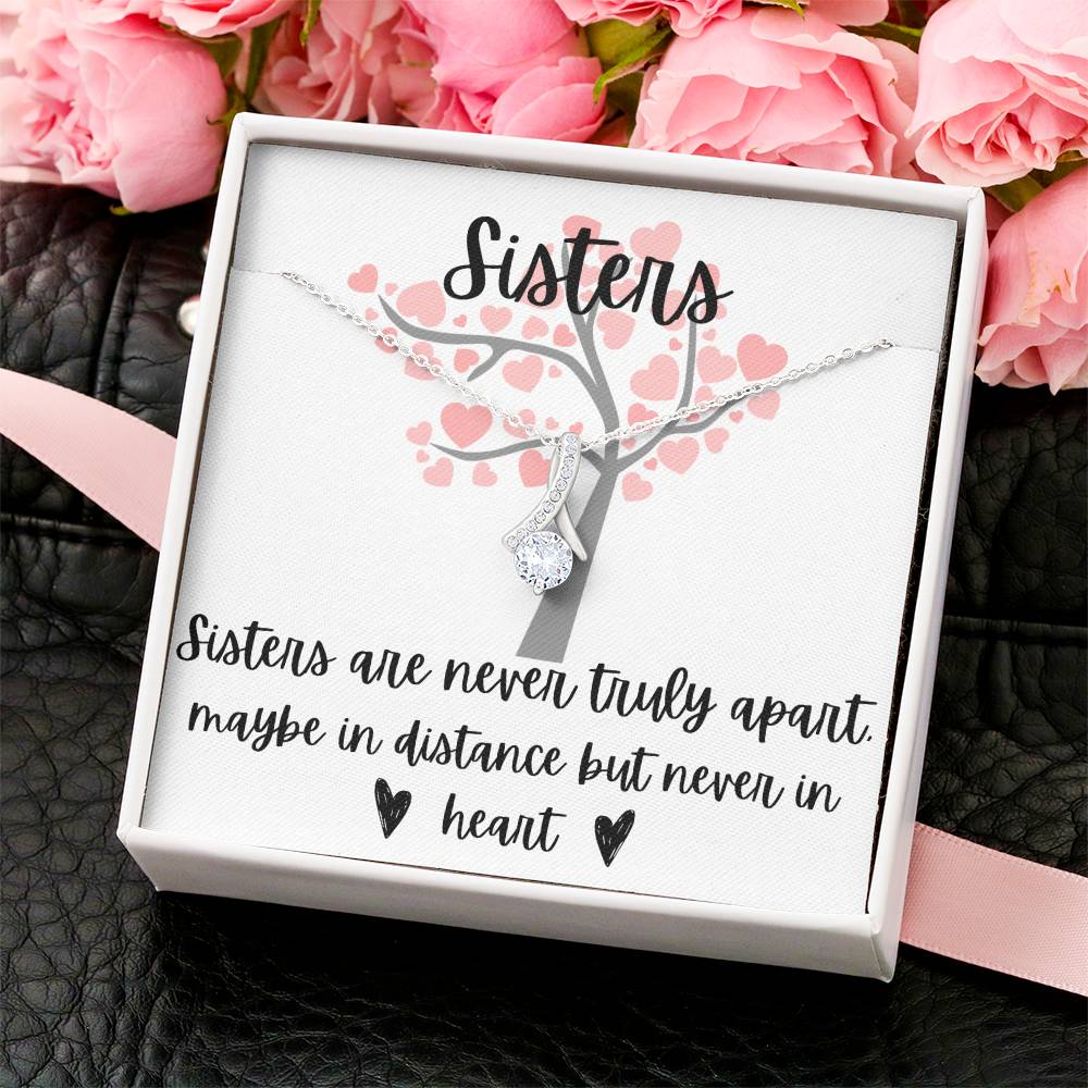 Sisters - Interlocking Necklace - Love Tree Background Message Card Jewelry Gift Holiday Birthday Gift For Sister Wedding Gift Necklace Gift Sister Alluring Beauty Necklace