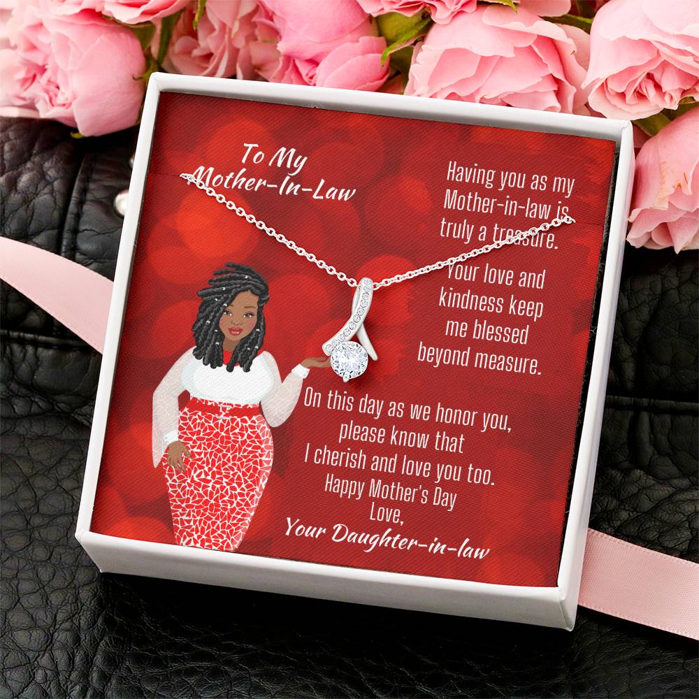 Alluring Necklace With Mother-In-Law Mother's Day Message Card Alluring Beauty Necklace