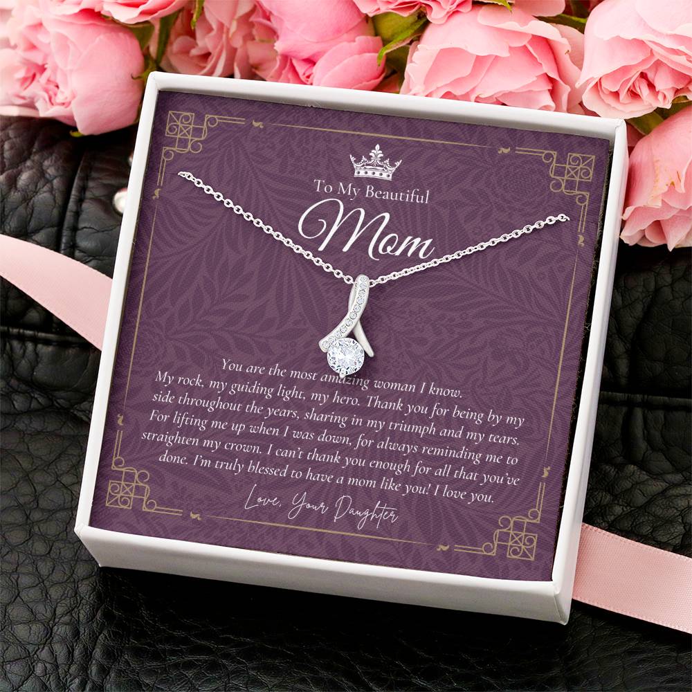 To My Beautiful Mom Necklace Badass Mom Gift Mother’S Day Gift Birthday Gift Gift From Daughter On Wedding Day 2 Alluring Beauty Necklace