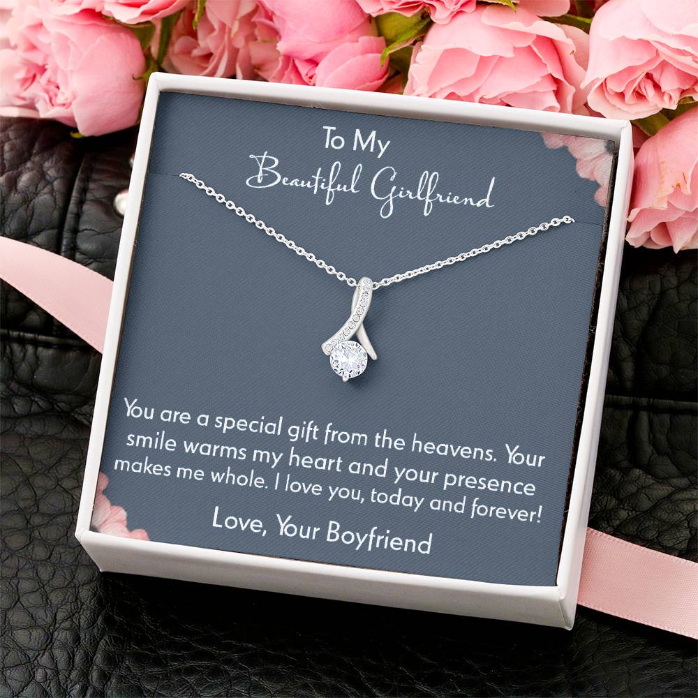 To My Beautiful Girlfriend - 925 Sterling Silver Pendant Alluring Beauty Necklace