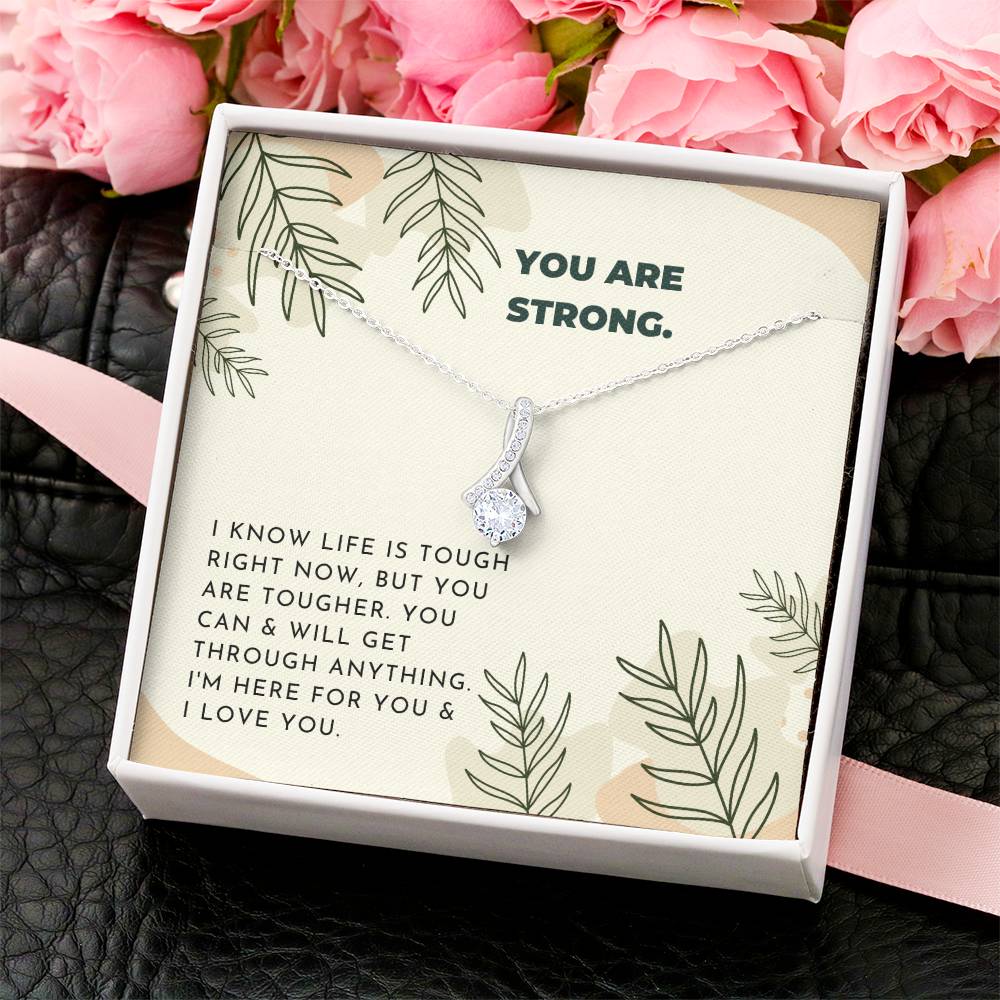 Strong Inspiring Ribbon Drop Necklace Neutral Leaves Alluring Beauty Necklace