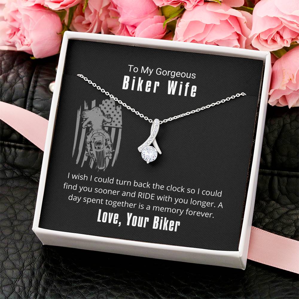 Biker Wife Ride With You Longer Necklace Alluring Beauty Necklace
