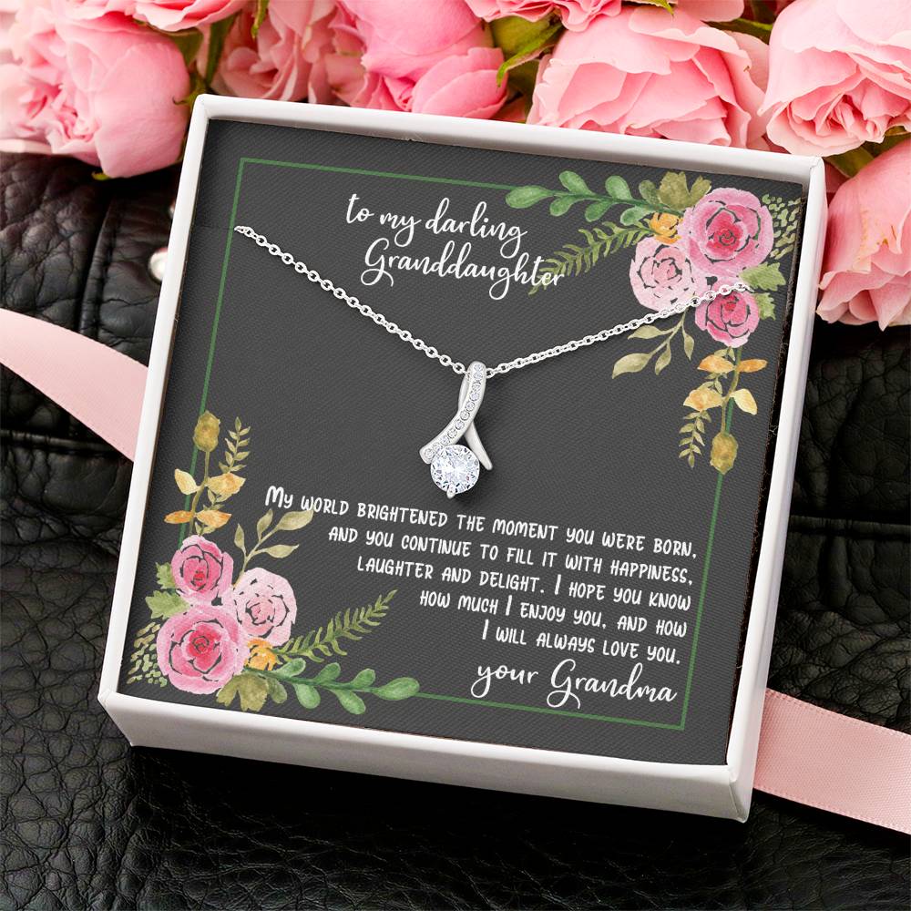 To My Darling Granddaughter - You Brighten My World Gift Necklace From Grandma Alluring Beauty Necklace