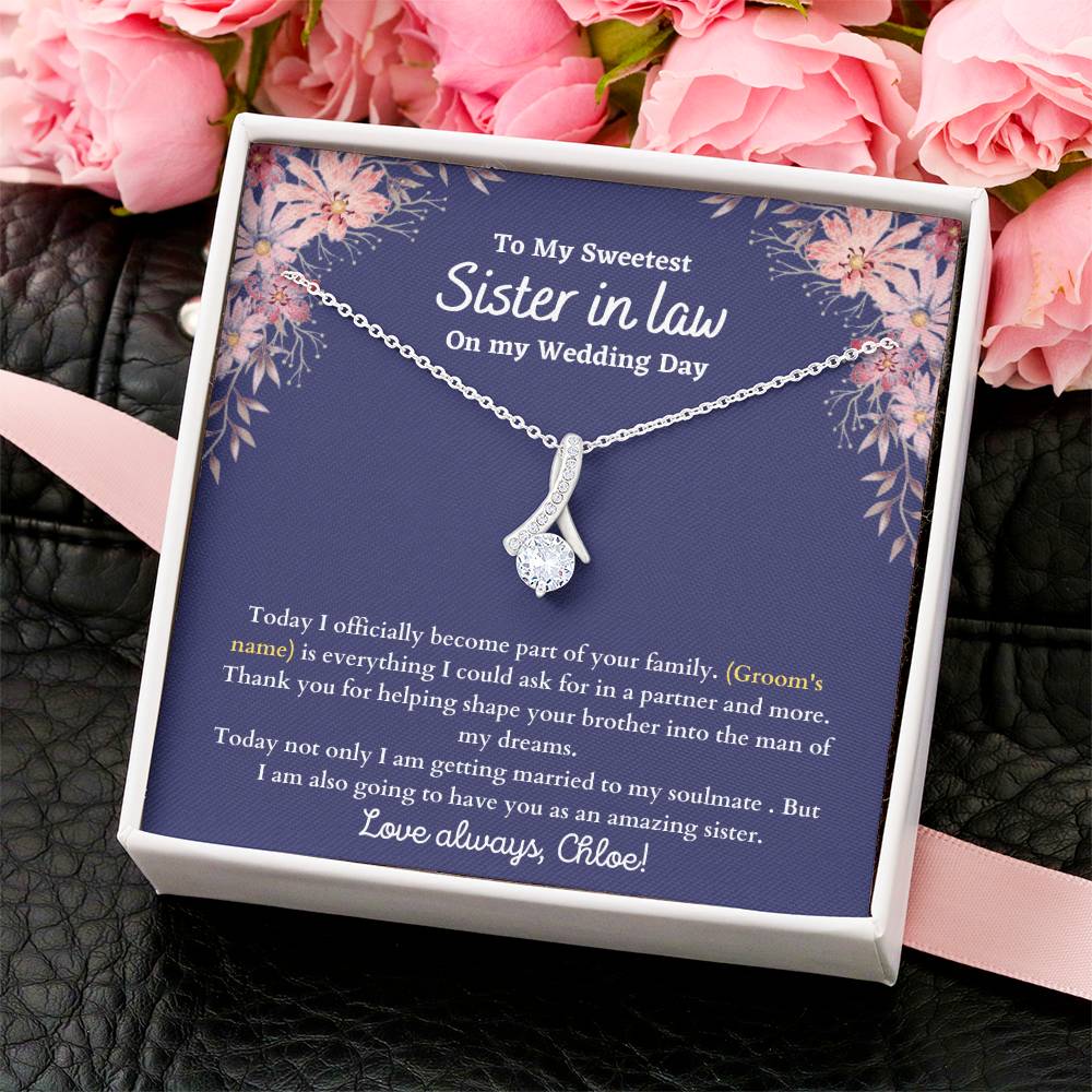 Sister In Law On My Wedding Day - Ribbon Alluring Beauty Necklace