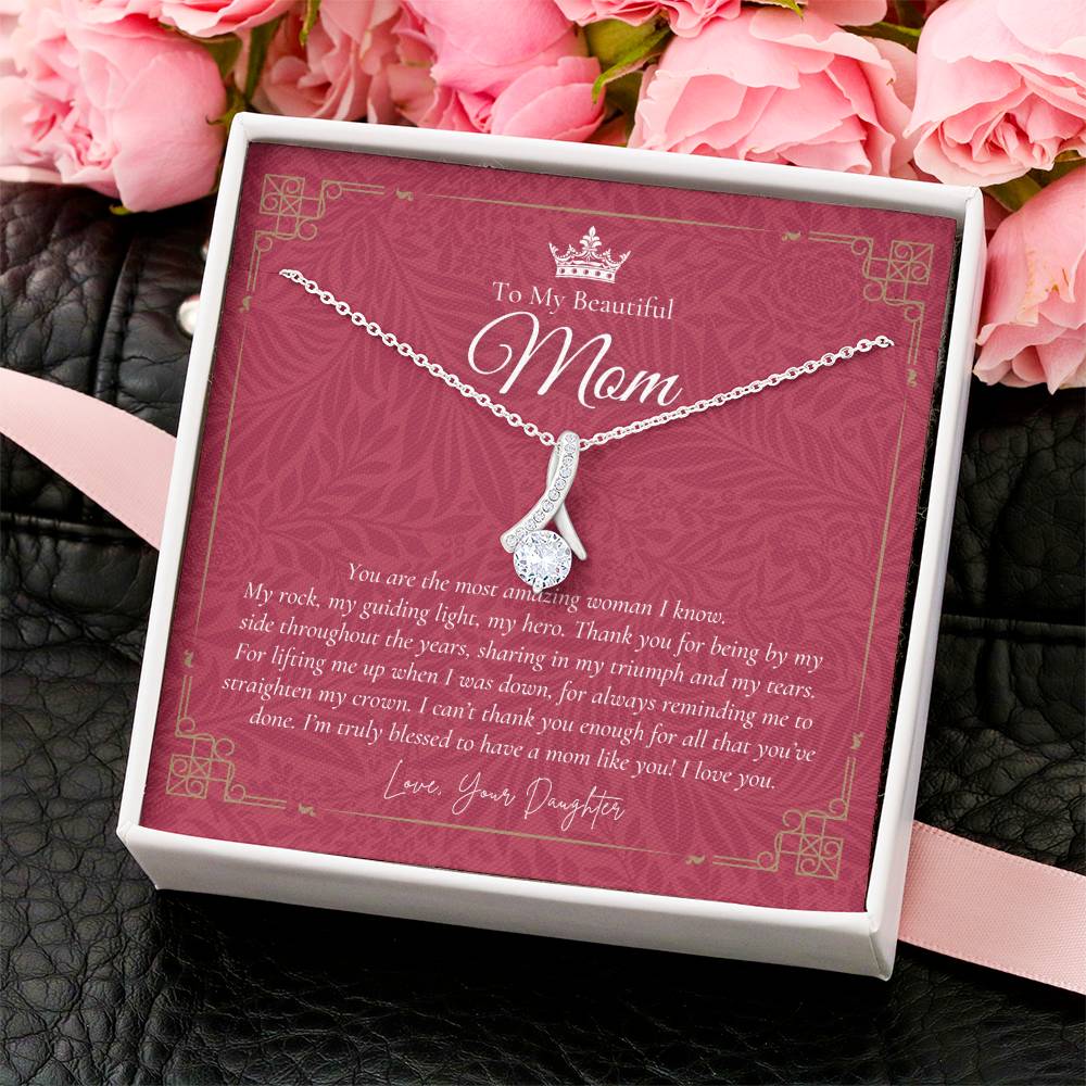 To My Beautiful Mom Necklace Badass Mom Gift Mother’S Day Gift Birthday Gift Gift From Daughter On Wedding Day 4 Alluring Beauty Necklace