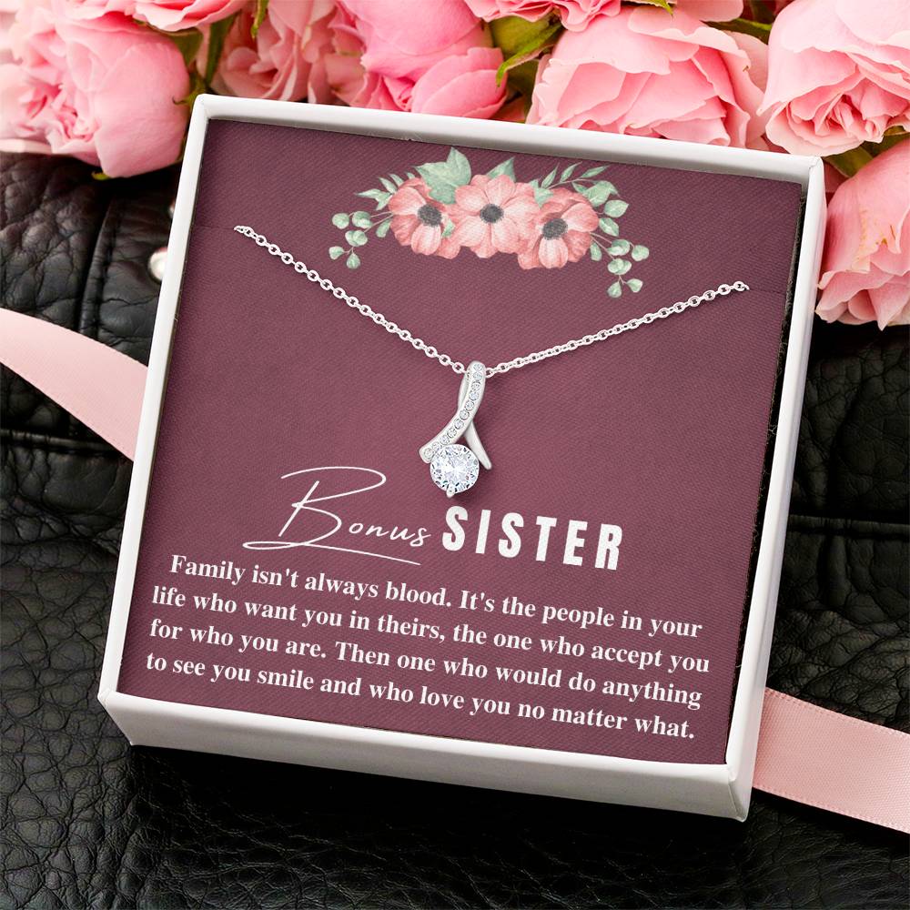 Bonus Sister Gift Necklace Sister-In-Law Gift Jewelry For Sister In Law Step Sister Alluring Beauty Necklace