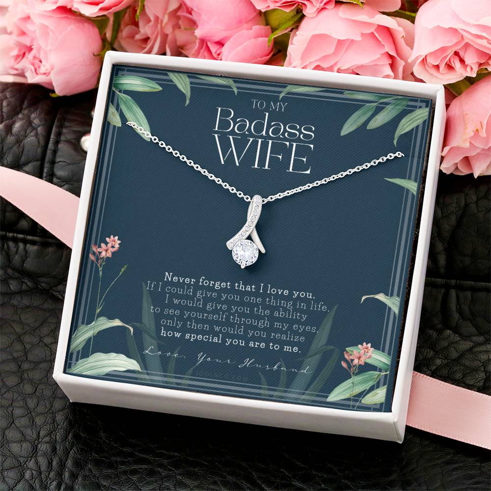 To My Badass Wife Necklace Wife Gift To My Wife Wife’S Birthday Touching Gift For Wife Gift For Wife Anniversary Gift For Wife Alluring Beauty Necklace