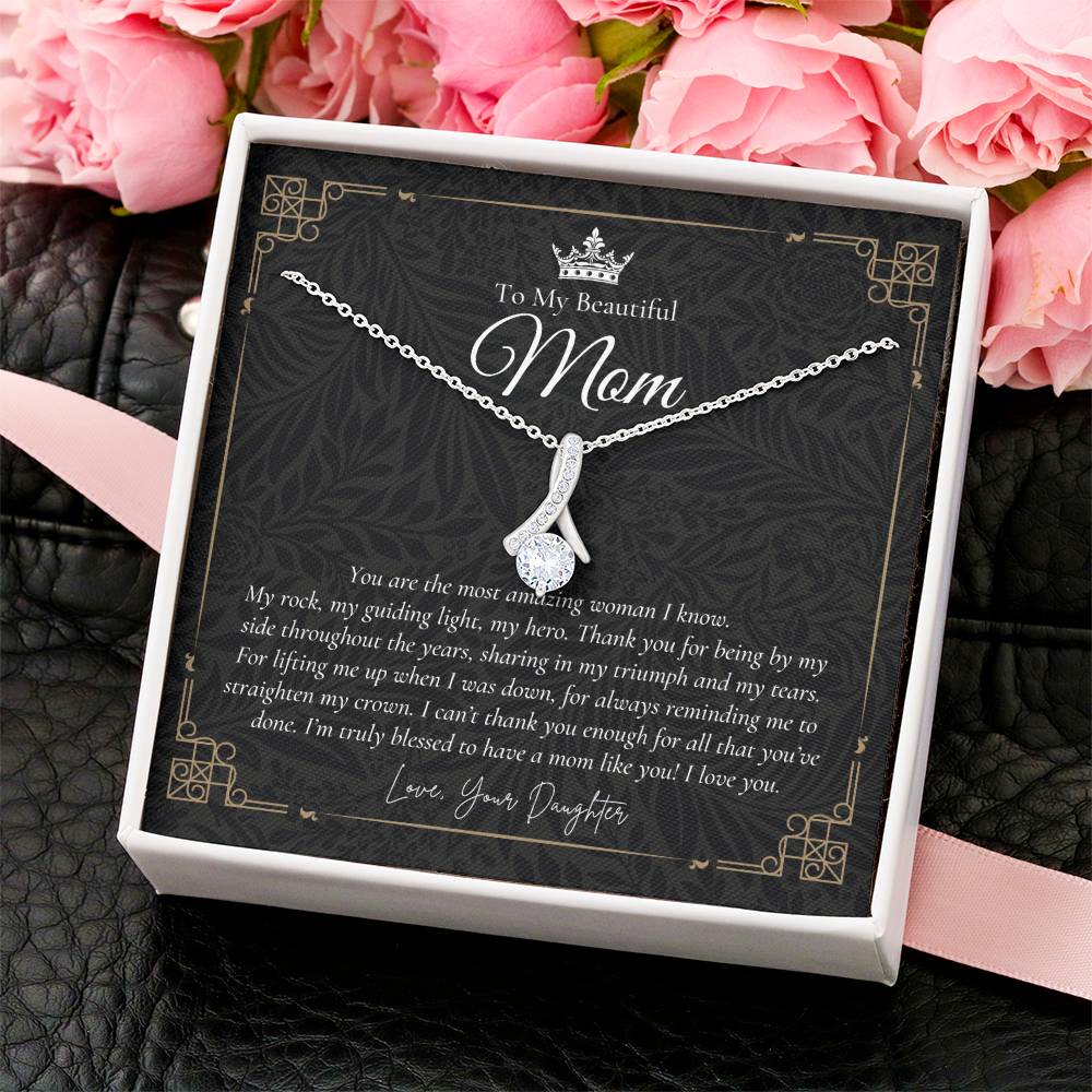 To My Beautiful Mom Necklace Badass Mom Gift Mother’S Day Gift Birthday Gift Gift From Daughter On Wedding Day 5 Alluring Beauty Necklace