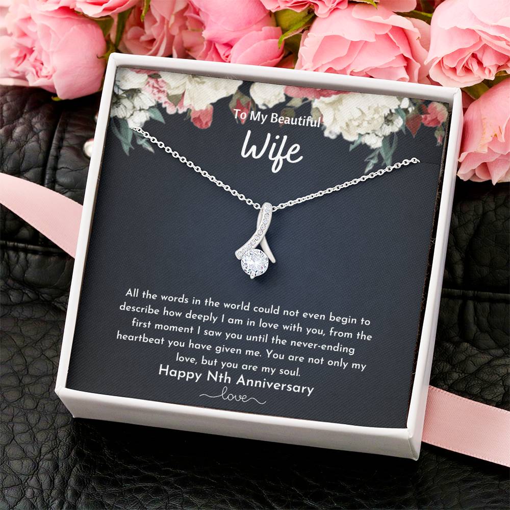 To My Beautiful Wife - Nth Anniversary - Ribbon Alluring Beauty Necklace