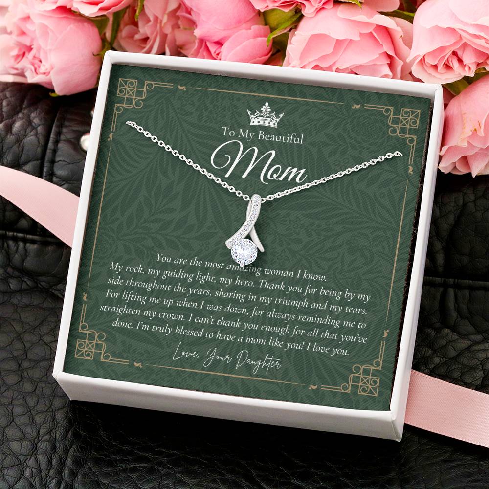 To My Beautiful Mom Necklace Badass Mom Gift Mother’S Day Gift Birthday Gift Gift From Daughter On Wedding Day 1 Alluring Beauty Necklace