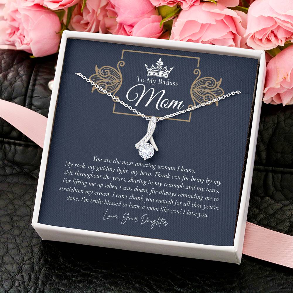 To My Badass Mom Necklace Badass Mom Gift Mother’S Day Gift Birthday Gift Gift From Daughter On Wedding Day 2 Alluring Beauty Necklace