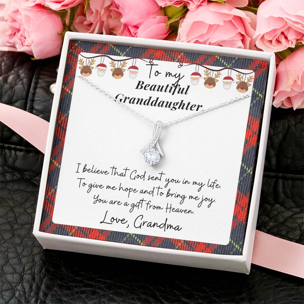 Christmas Gift To Granddaughter - I Believe That God Sent You In My Life. To Give Me Hope And To Bring Me Joy. Alluring Beauty Necklace