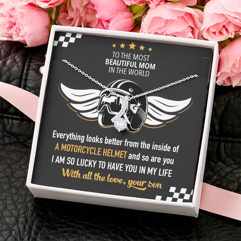 Biker's Mom Gift - Lucky To Have You - The Alluring Beauty Necklace Alluring Beauty Necklace