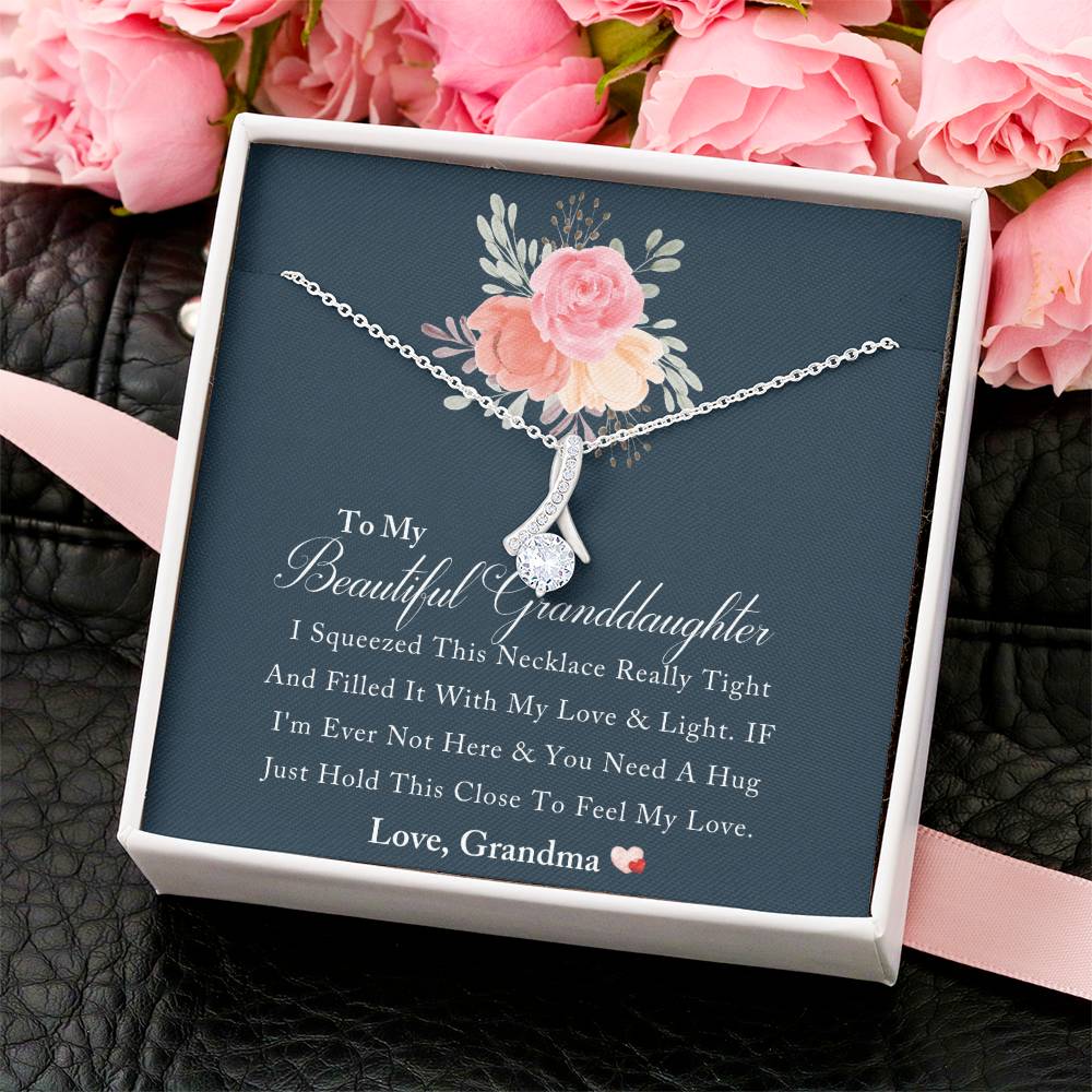 To My Beautiful Granddaughter Love And Light Heart Necklace - To My Granddaughter Gift From Grandmother Grandma And Granddaughter Necklace Alluring Beauty Necklace
