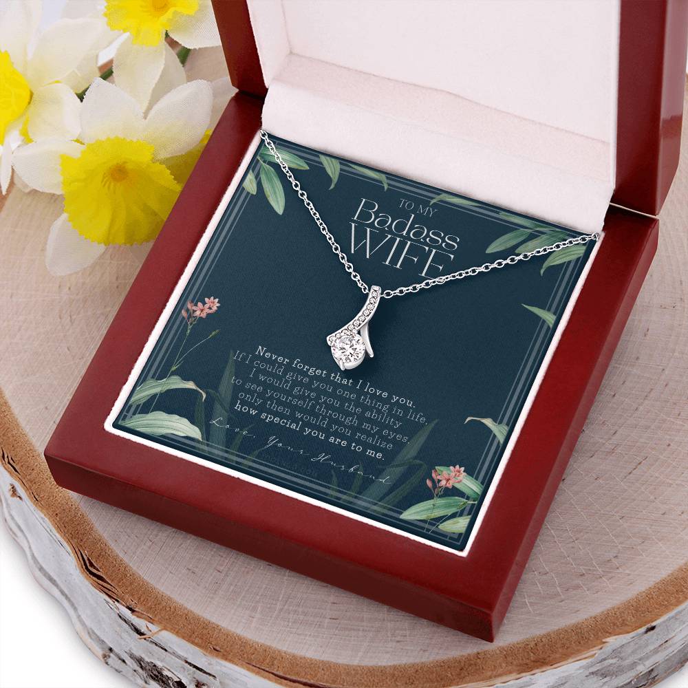 To My Badass Wife Necklace Wife Gift To My Wife Wife’S Birthday Touching Gift For Wife Gift For Wife Anniversary Gift For Wife Alluring Beauty Necklace