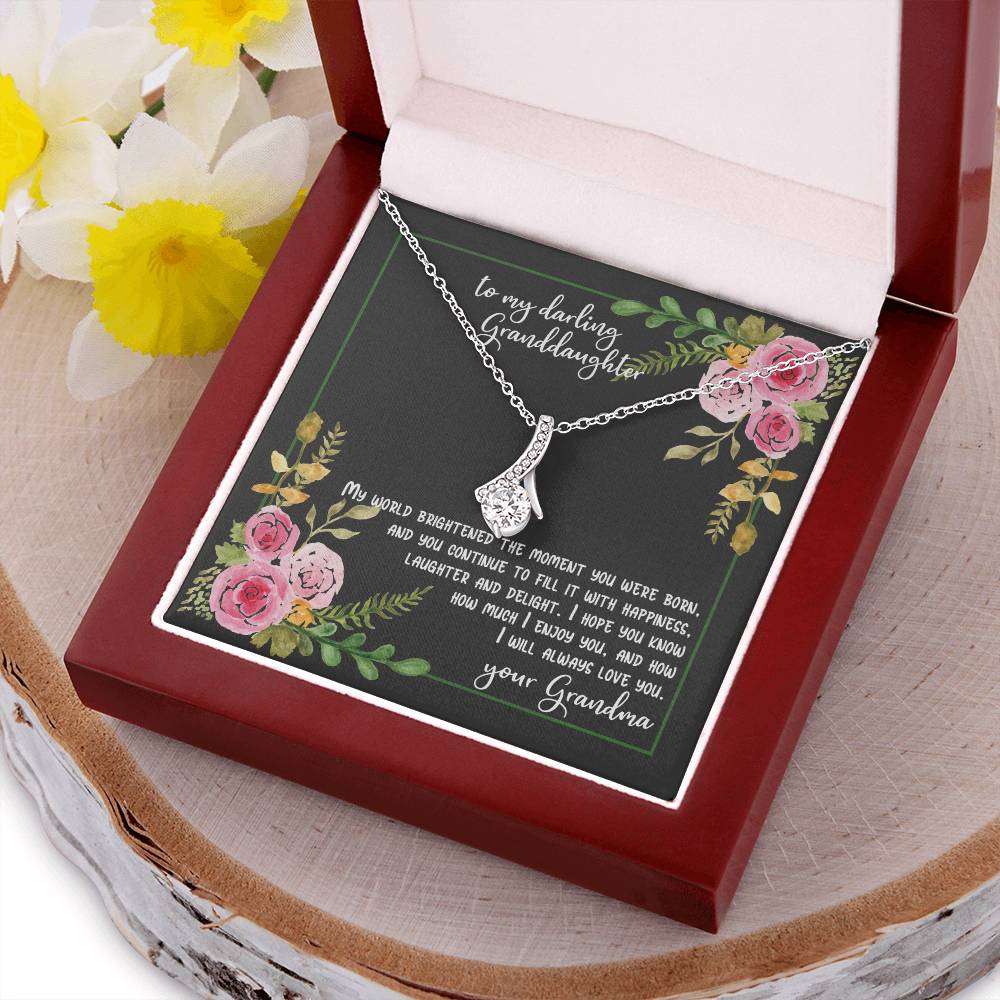 To My Darling Granddaughter - You Brighten My World Gift Necklace From Grandma Alluring Beauty Necklace