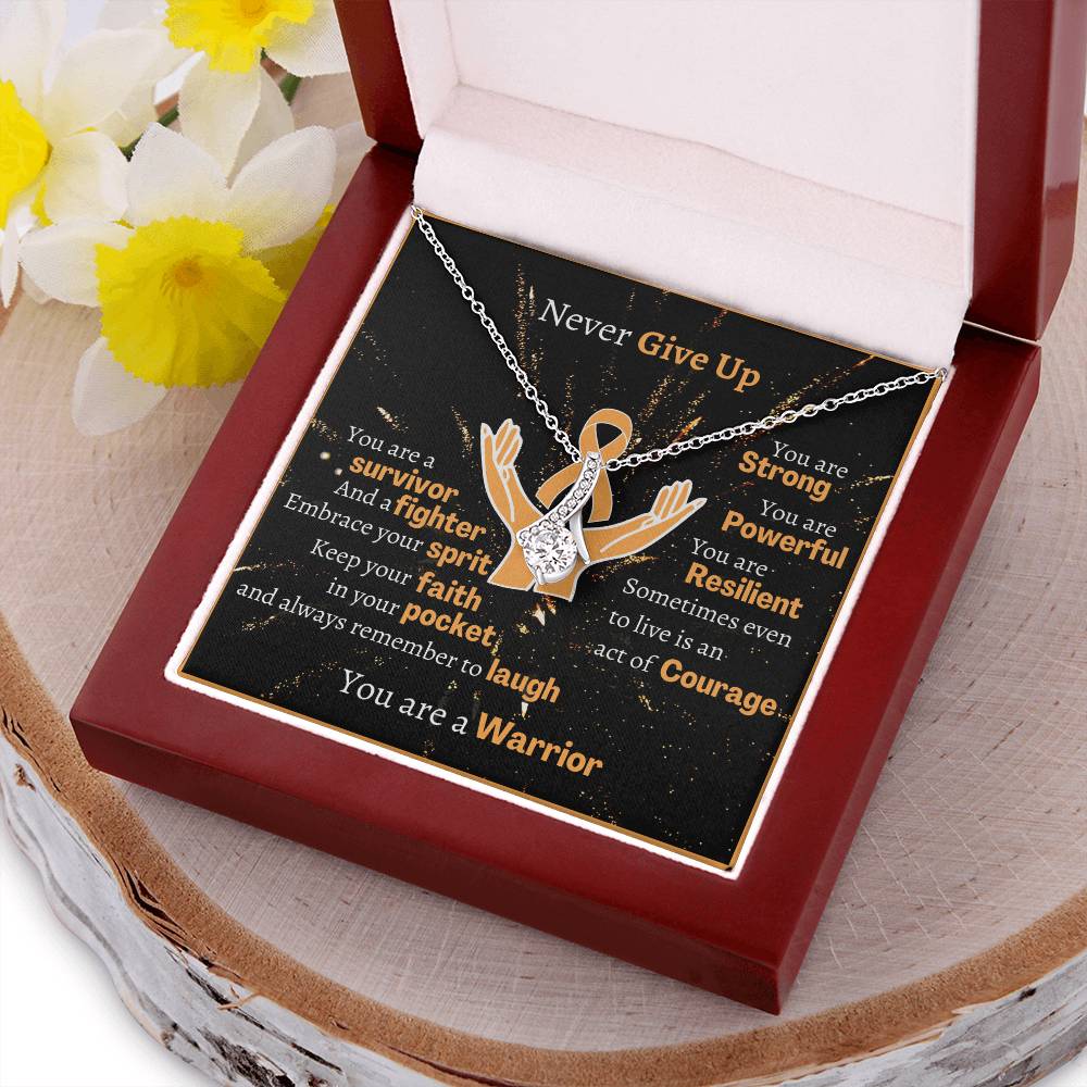 Appendix Cancer Warrior Necklace Amber Ribbon Awareness White Gold Alluring Beauty Necklace