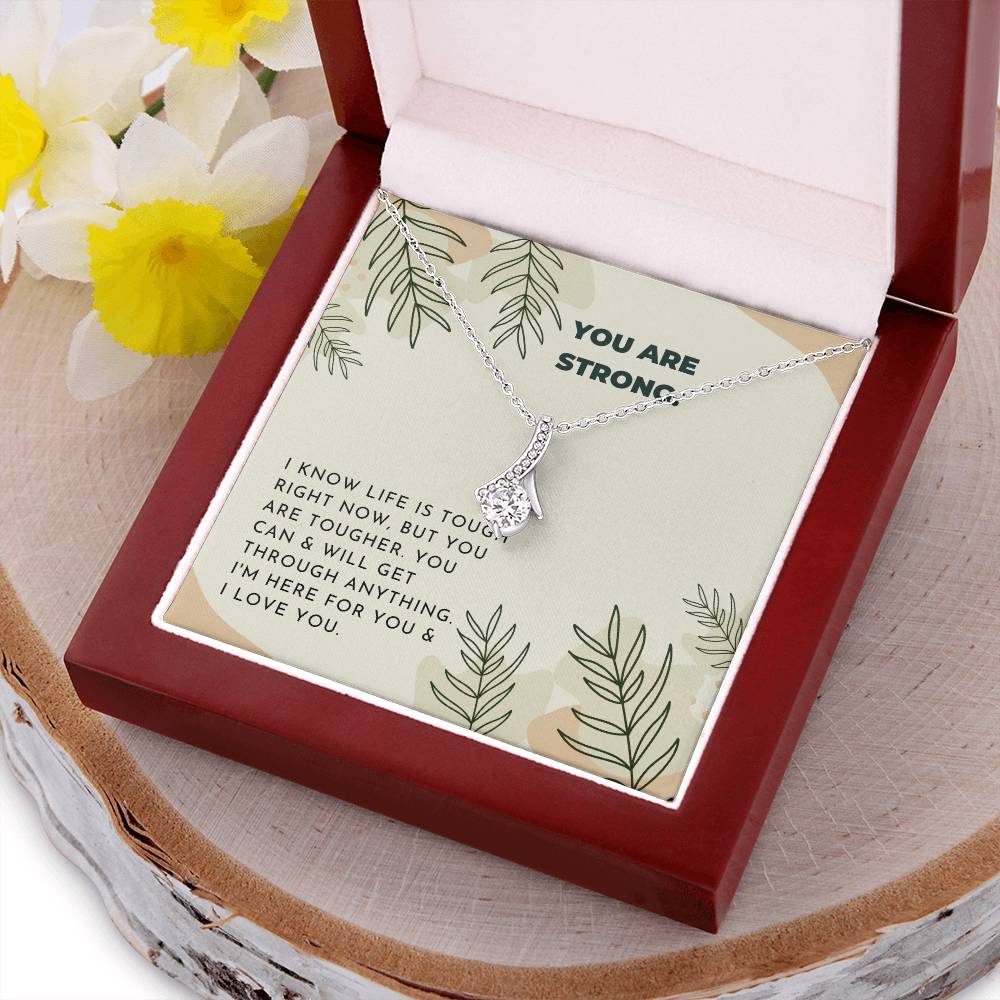 Strong Inspiring Ribbon Drop Necklace Neutral Leaves Alluring Beauty Necklace