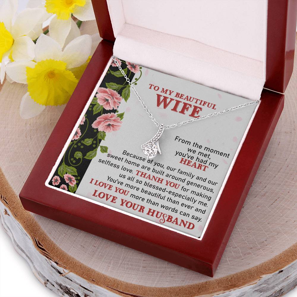 To My Beautiful Wife - Heart Melt Message Alluring Necklace?? 1 Alluring Beauty Necklace