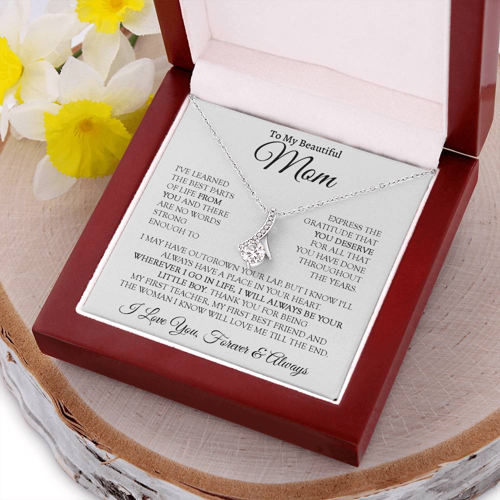 To My Beautiful Mom Gift From Son Sentimental Gift For Mom Mom Birthday Gift Alluring Beauty Necklace