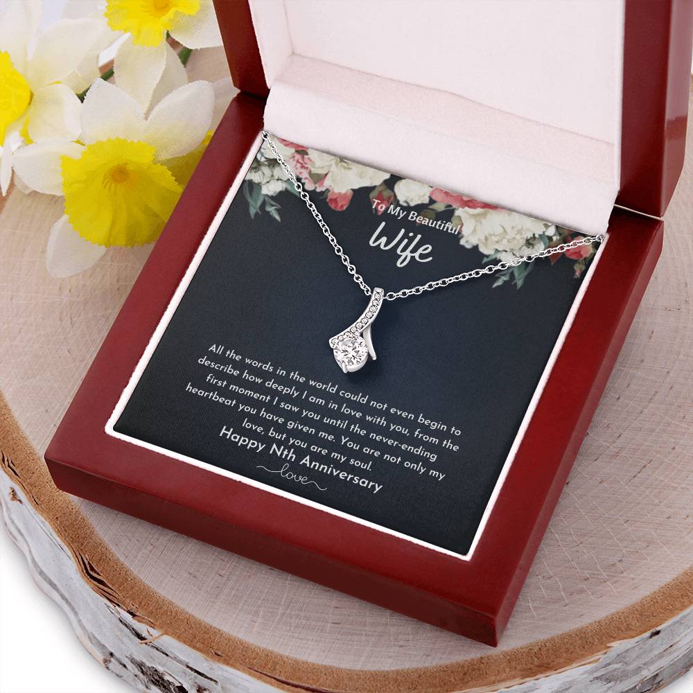 To My Beautiful Wife - Nth Anniversary - Ribbon Alluring Beauty Necklace