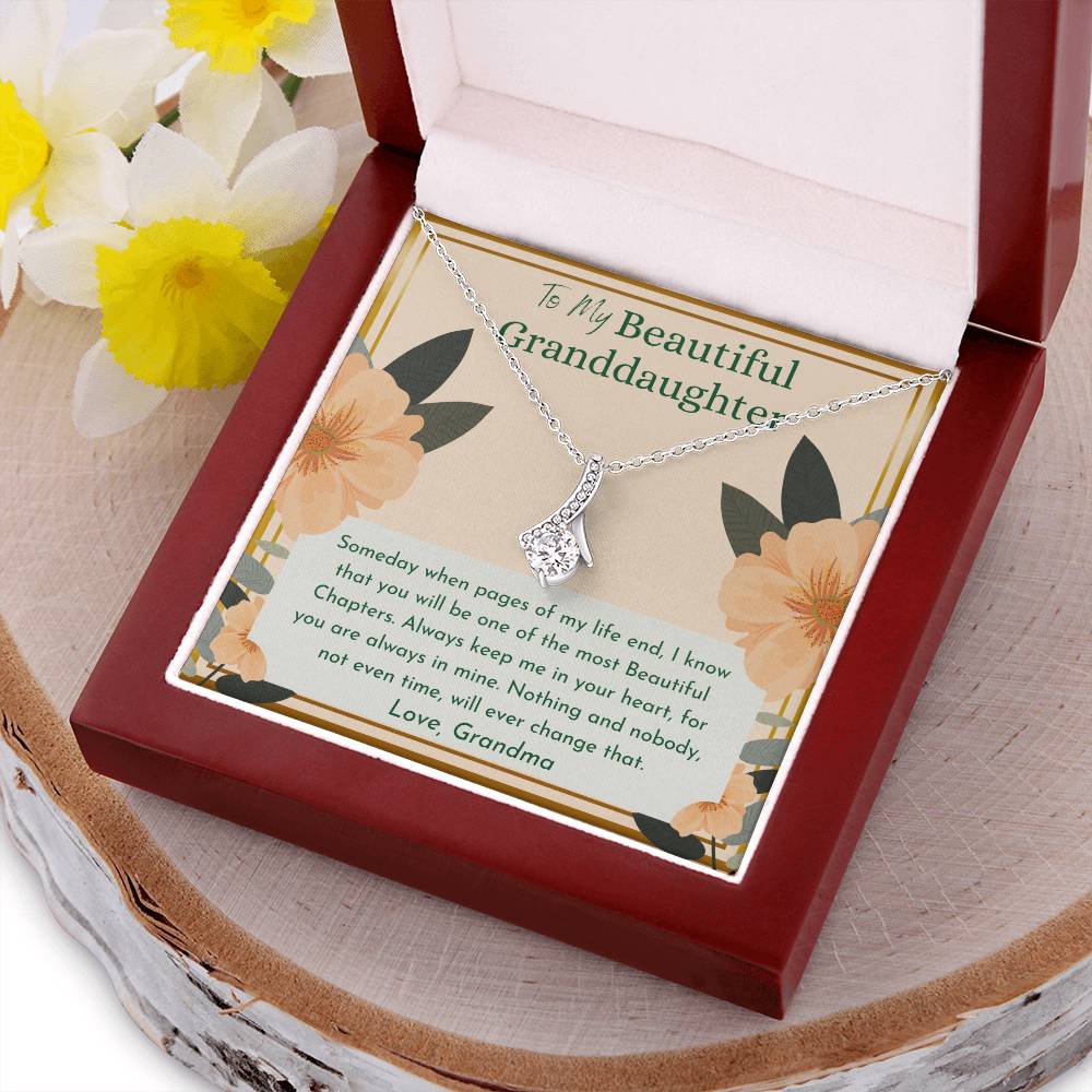 To My Beautiful Granddaughter Always Keep Me In Your Heart For You Are Always Mine Love Grandma Alluring Beauty Necklace