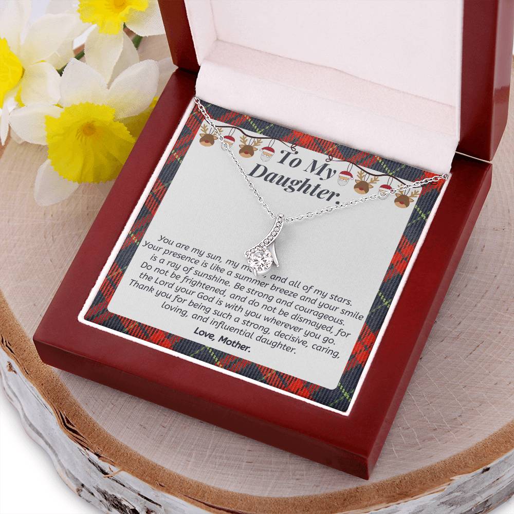 Christmas Gift To Daughter - Thank You For Being Such A Strong Decisive Caring Loving And Influential Daughter. Alluring Beauty Necklace
