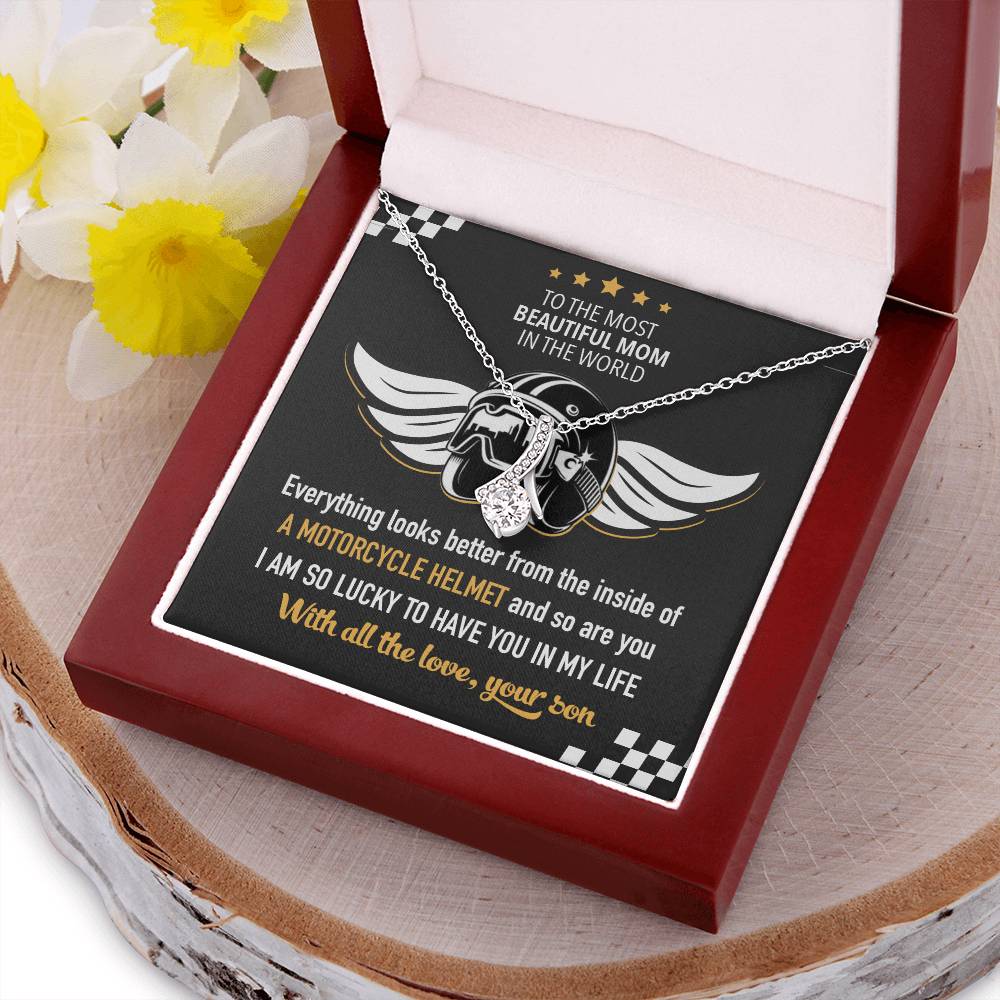 Biker's Mom Gift - Lucky To Have You - The Alluring Beauty Necklace Alluring Beauty Necklace