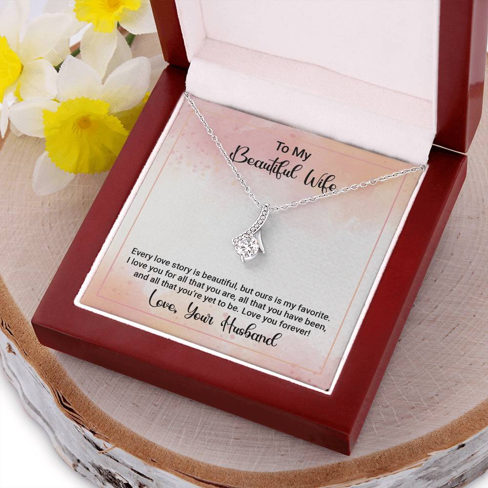 To My Beautiful Wife - Happy Anniversary - Beautiful Sparkly Alluring Pendant Alluring Beauty Necklace