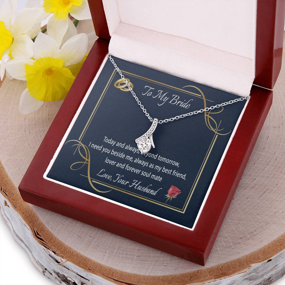To My Bride Message Card Jewelry Gift Wedding Necklace Anniversary Necklace Birthday Gift For Wife Alluring Beauty Necklace