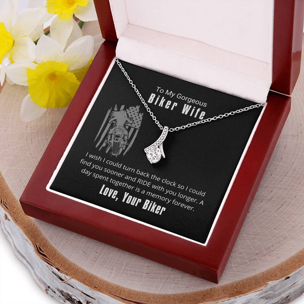 Biker Wife Ride With You Longer Necklace Alluring Beauty Necklace