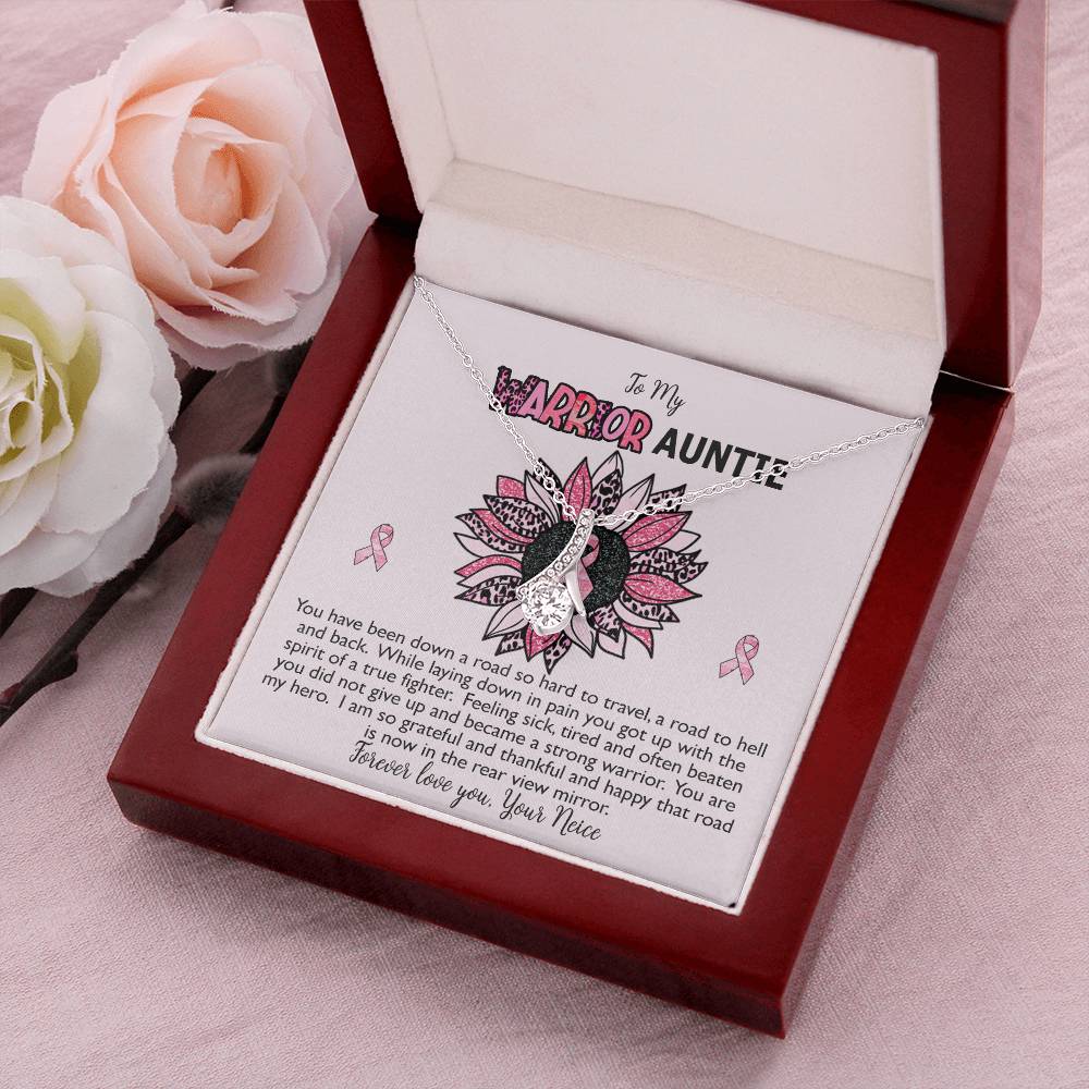Aunt Breast Cancer Survivor Ribbon Necklace Gift Alluring Beauty Necklace