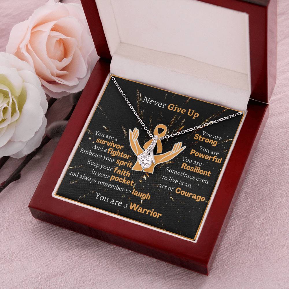 Appendix Cancer Warrior Necklace Amber Ribbon Awareness White Gold Alluring Beauty Necklace