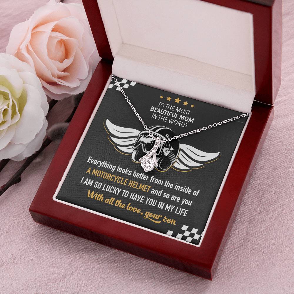 Biker's Mom Gift - Lucky To Have You - The Alluring Beauty Necklace Alluring Beauty Necklace