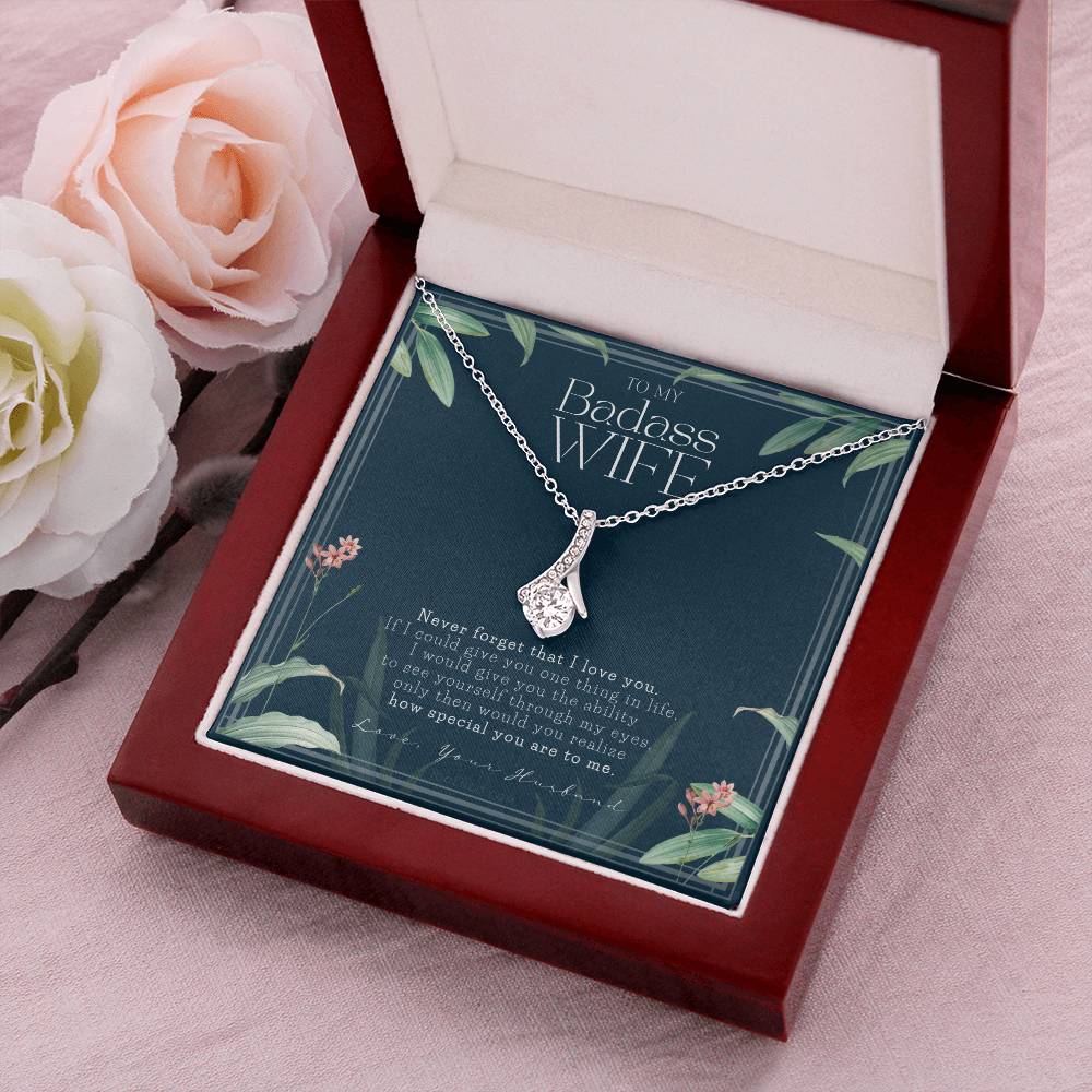 To My Badass Wife Necklace Wife Gift To My Wife Wife’S Birthday Touching Gift For Wife Gift For Wife Anniversary Gift For Wife Alluring Beauty Necklace