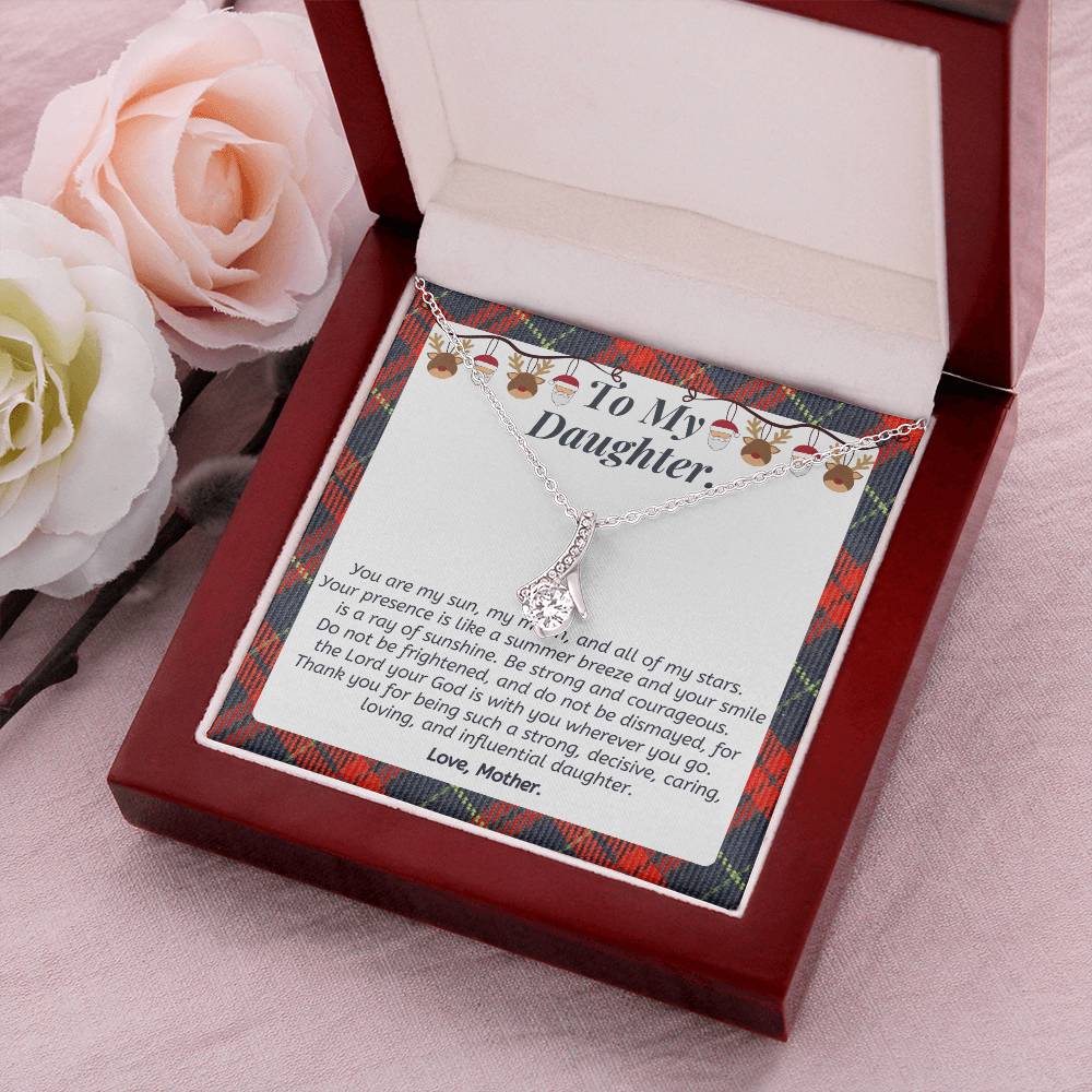 Christmas Gift To Daughter - Thank You For Being Such A Strong Decisive Caring Loving And Influential Daughter. Alluring Beauty Necklace