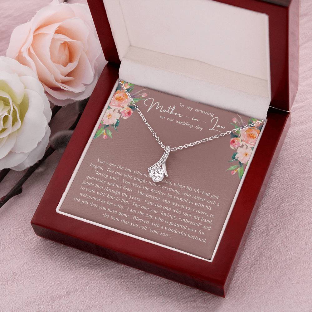 Amazing Mother In Law Wedding Day Necklace Gift Set W Message Card And Jewelry Box Alluring Beauty Necklace