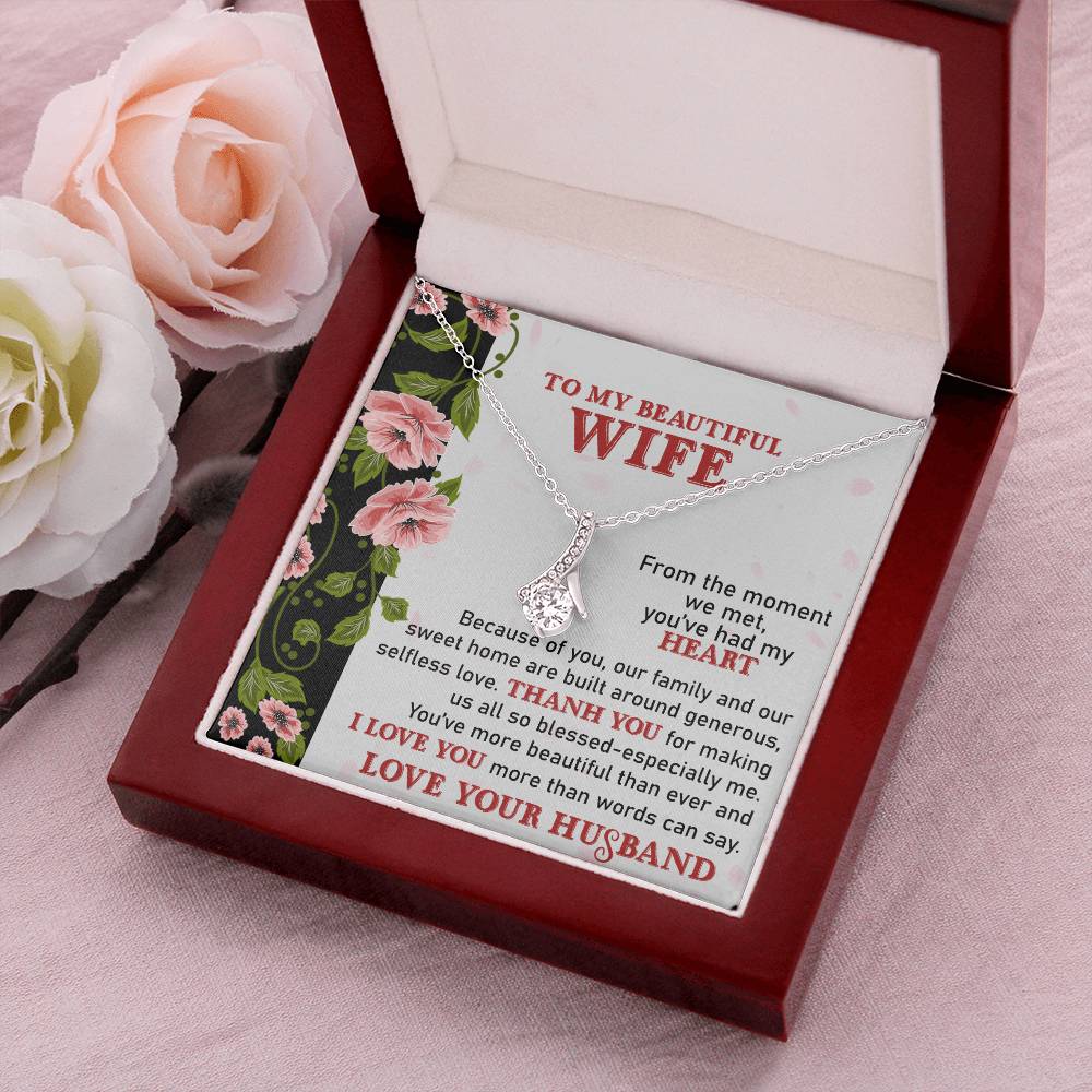To My Beautiful Wife - Heart Melt Message Alluring Necklace?? 1 Alluring Beauty Necklace