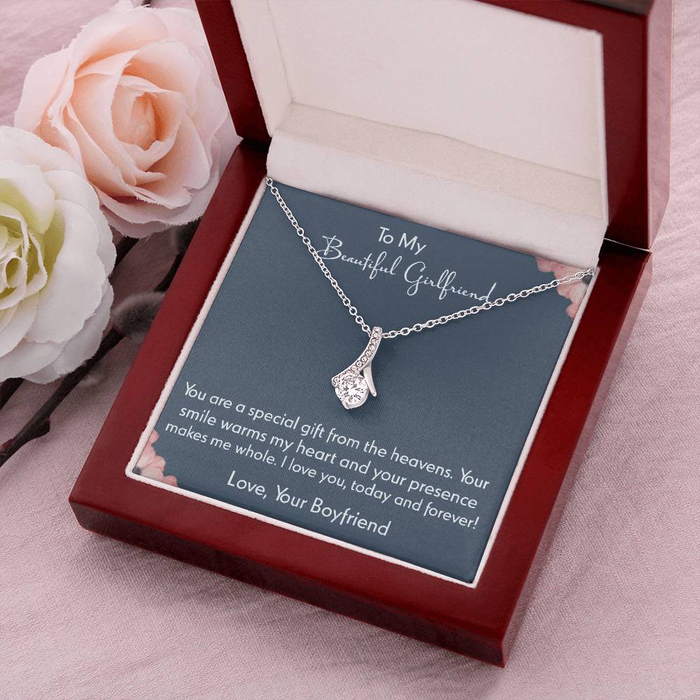 To My Beautiful Girlfriend - 925 Sterling Silver Pendant Alluring Beauty Necklace