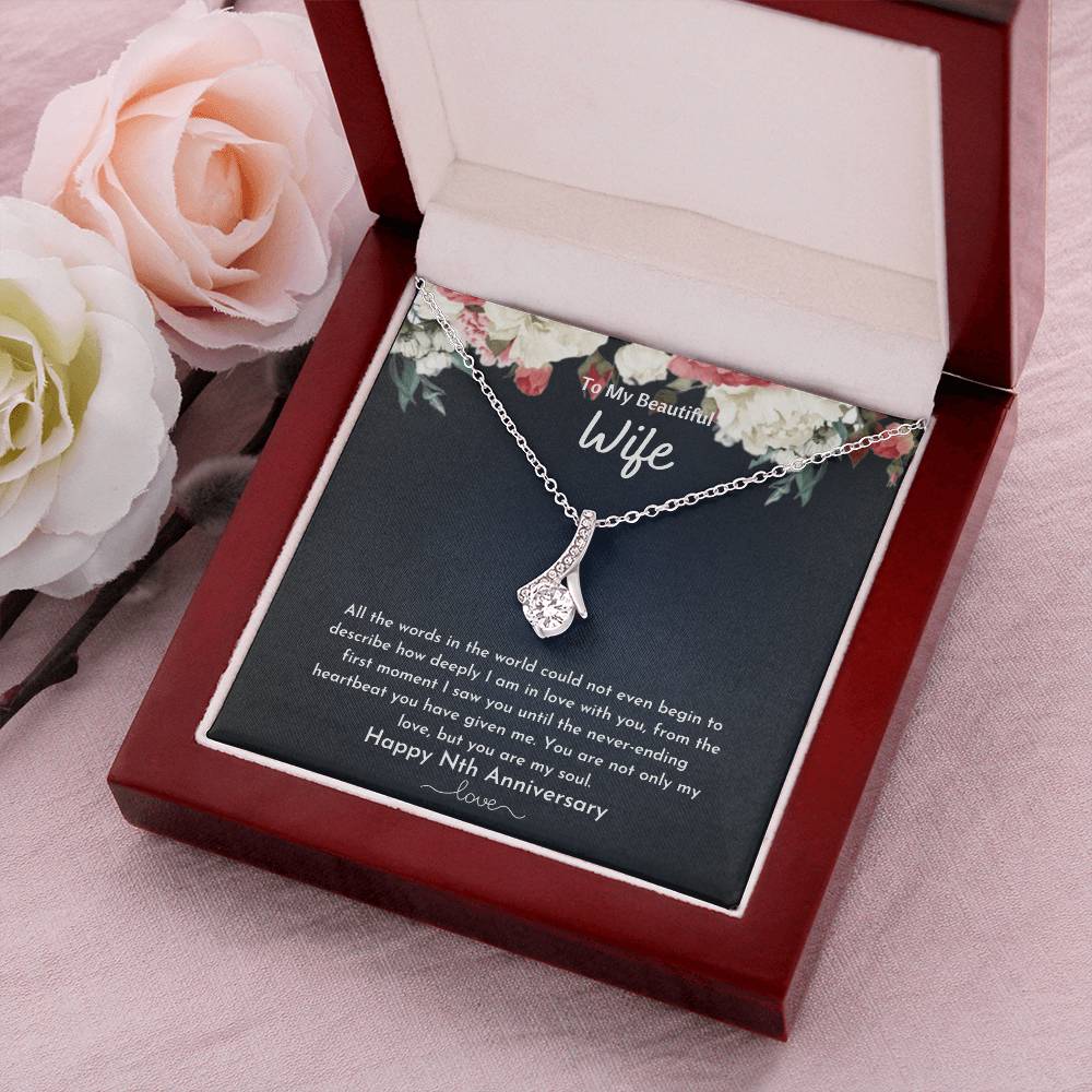 To My Beautiful Wife - Nth Anniversary - Ribbon Alluring Beauty Necklace
