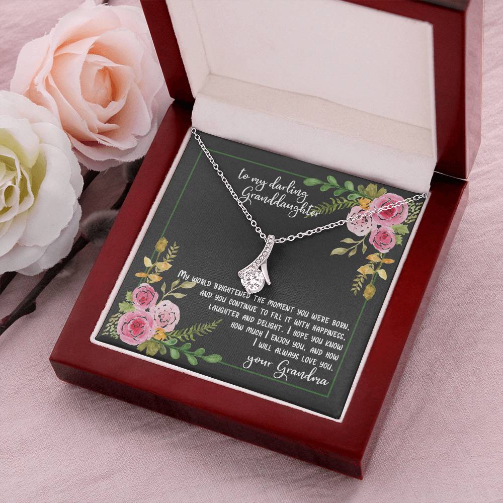 To My Darling Granddaughter - You Brighten My World Gift Necklace From Grandma Alluring Beauty Necklace