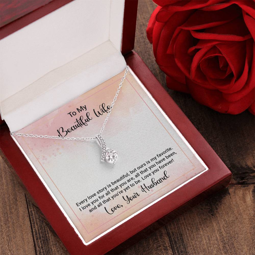 To My Beautiful Wife - Happy Anniversary - Beautiful Sparkly Alluring Pendant Alluring Beauty Necklace