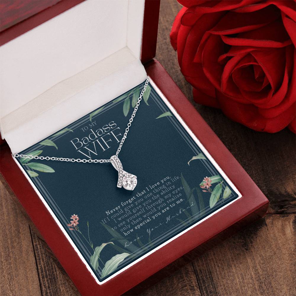 To My Badass Wife Necklace Wife Gift To My Wife Wife’S Birthday Touching Gift For Wife Gift For Wife Anniversary Gift For Wife Alluring Beauty Necklace
