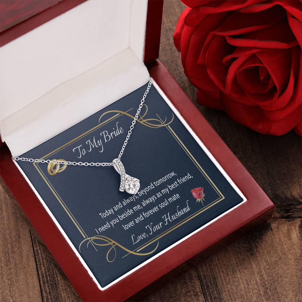 To My Bride Message Card Jewelry Gift Wedding Necklace Anniversary Necklace Birthday Gift For Wife Alluring Beauty Necklace