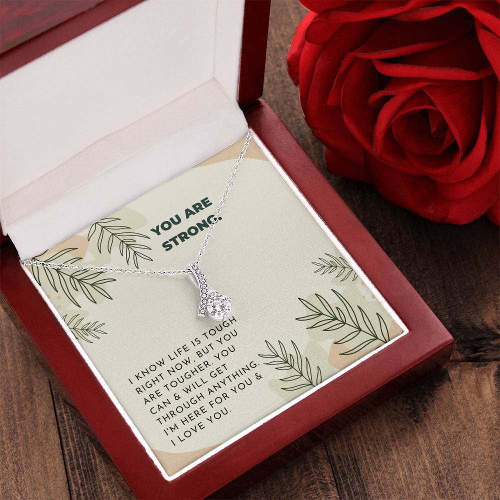 Strong Inspiring Ribbon Drop Necklace Neutral Leaves Alluring Beauty Necklace