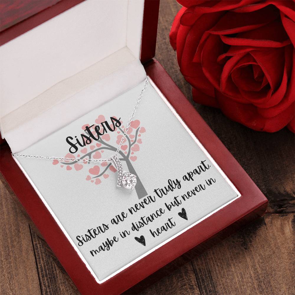 Sisters - Interlocking Necklace - Love Tree Background Message Card Jewelry Gift Holiday Birthday Gift For Sister Wedding Gift Necklace Gift Sister Alluring Beauty Necklace