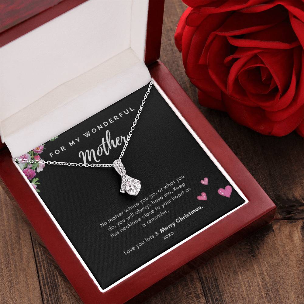 Wonderful Mother Necklace - 14K White Gold Finish Alluring Beauty Necklace