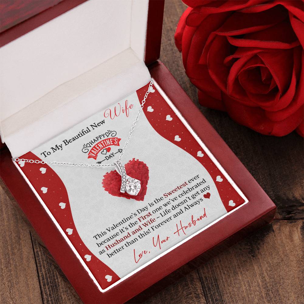 To My Beautiful New Wife Happy Valentine's Day Necklace Alluring Beauty Necklace