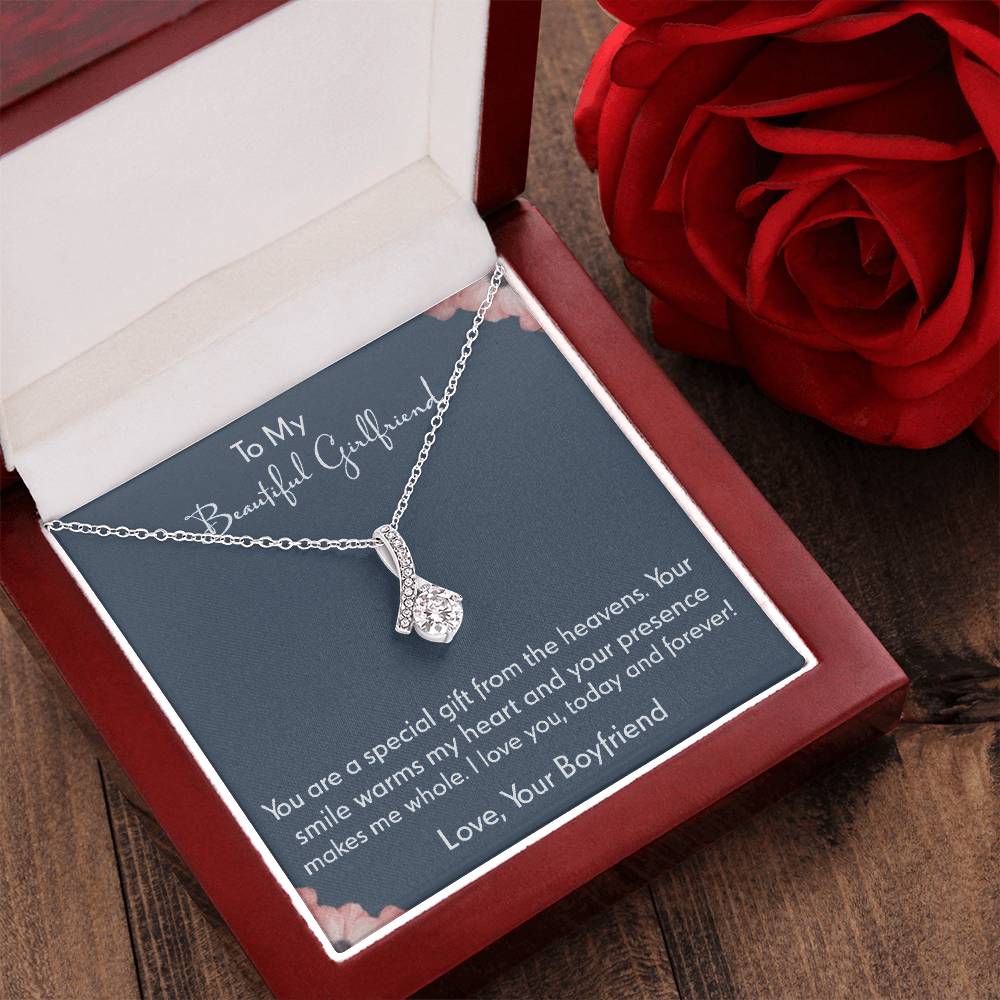 To My Beautiful Girlfriend - 925 Sterling Silver Pendant Alluring Beauty Necklace